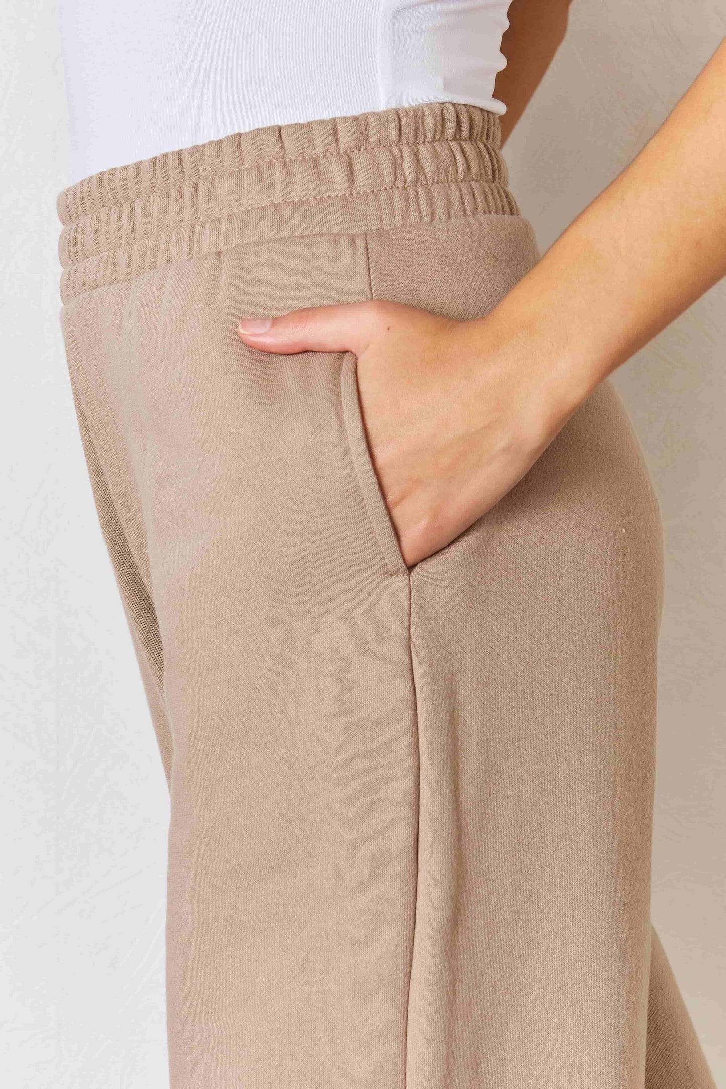 RISEN Wide Waistband Slit Wide Leg Pants - Abundia House