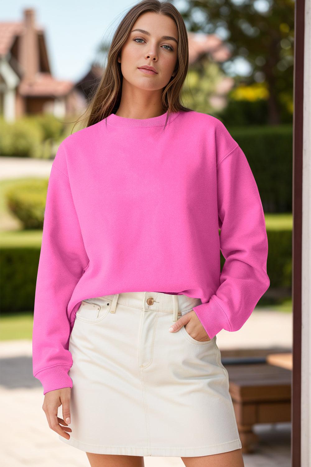 Round Neck Long Sleeve Sweatshirt - Abundia House