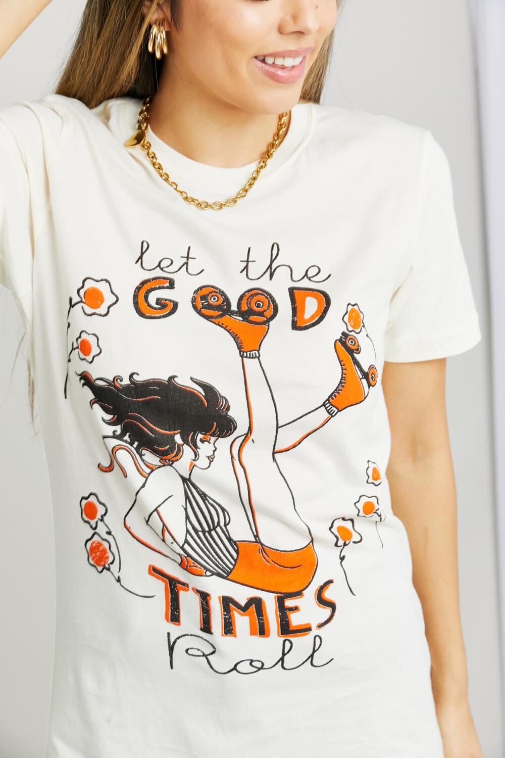 mineB Full Size LET THE GOOD TIMES ROLL Graphic Tee - Abundia House