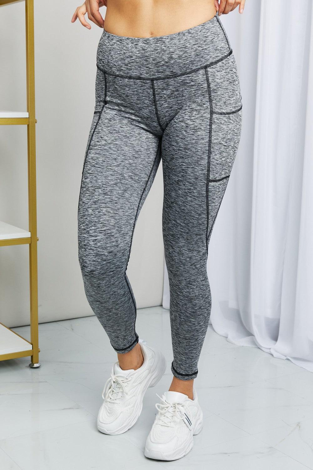 Rae Mode Full Size Heathered Wide Waistband Yoga Leggings - Abundia House