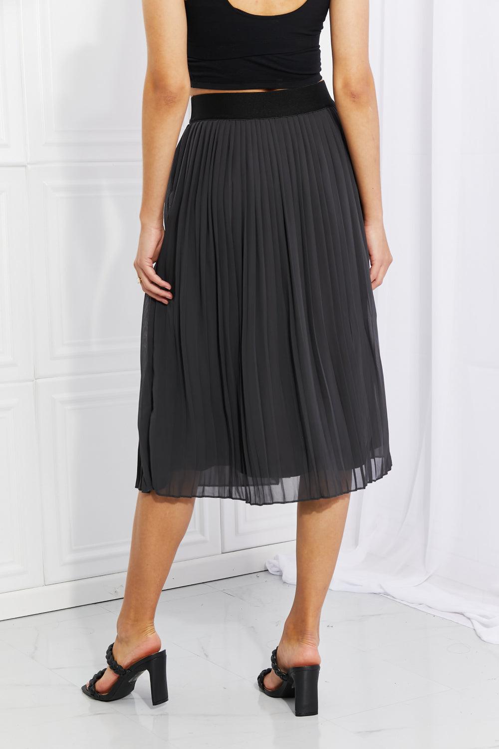 Zenana Full Size Romantic At Heart Pleated Chiffon Midi Skirt - Abundia House