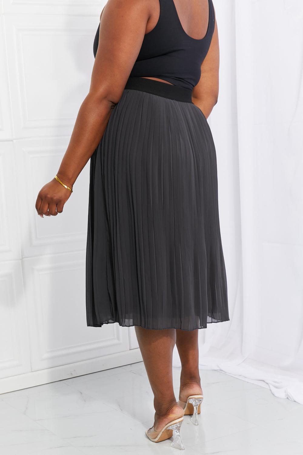 Zenana Full Size Romantic At Heart Pleated Chiffon Midi Skirt - Abundia House