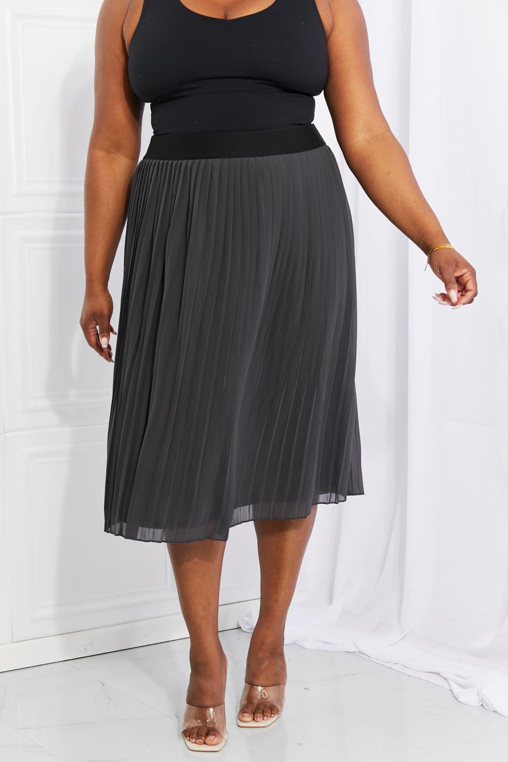 Zenana Full Size Romantic At Heart Pleated Chiffon Midi Skirt - Abundia House