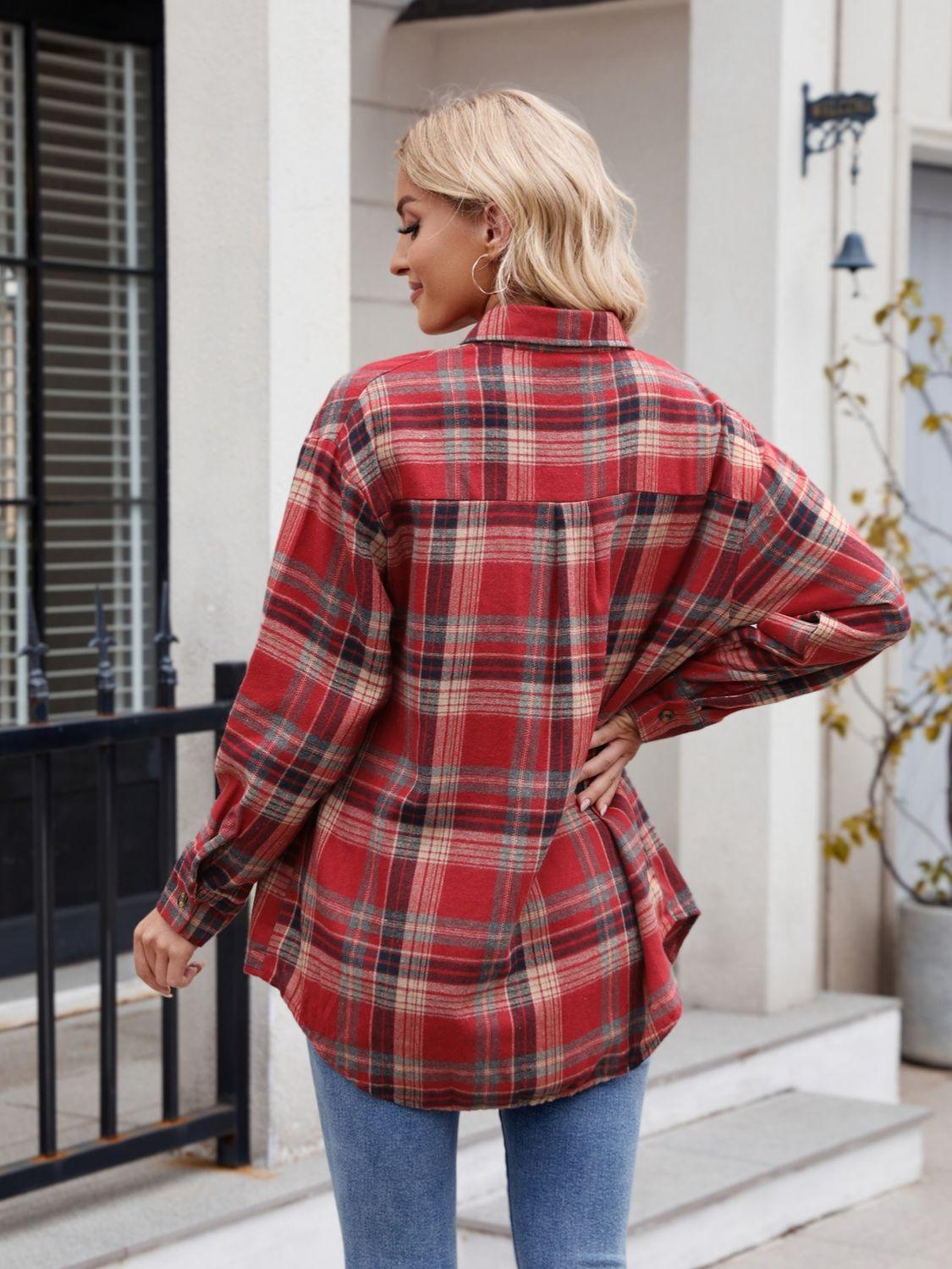 Plaid Button Up Long Sleeve Shirt - Abundia House