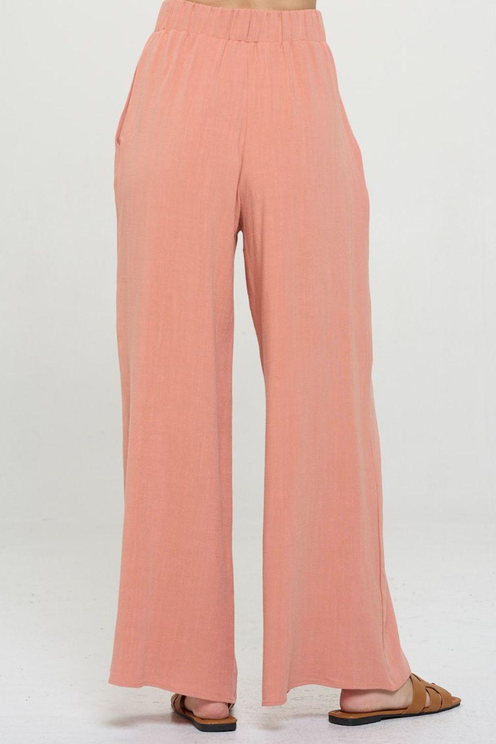 RENEE C Linen Wide Leg Pants with Pockets - Abundia House