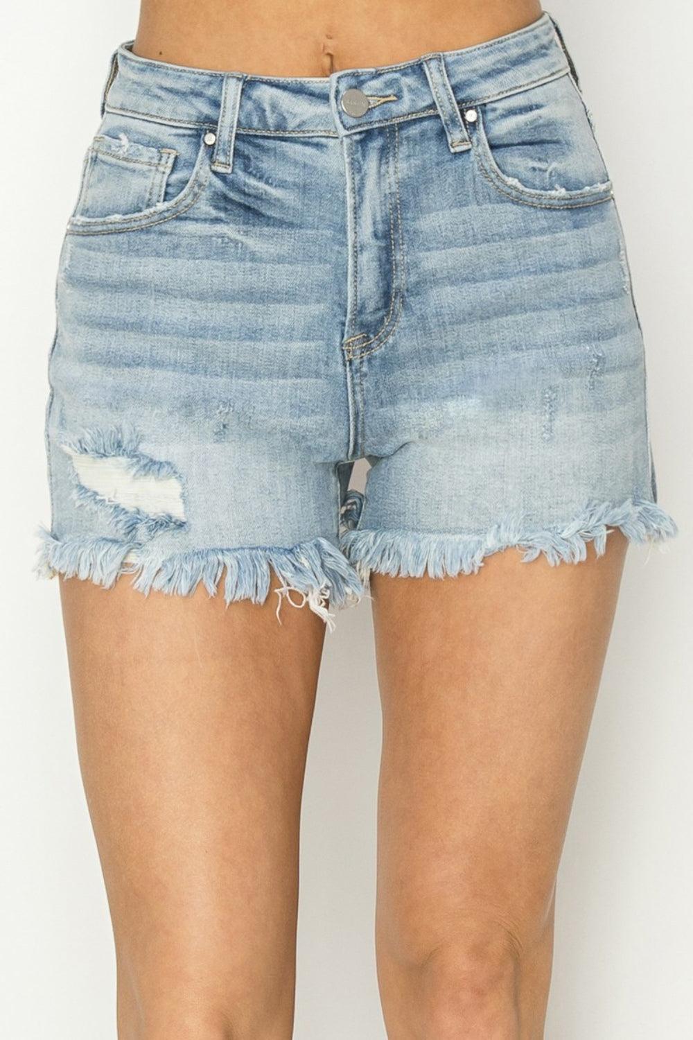 RISEN Raw Hem Denim Shorts - Abundia House