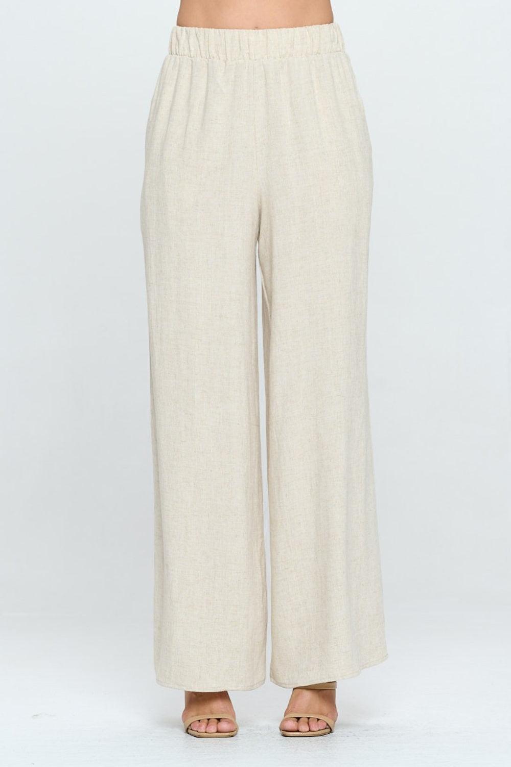 RENEE C Linen Wide Leg Pants with Pockets - Abundia House