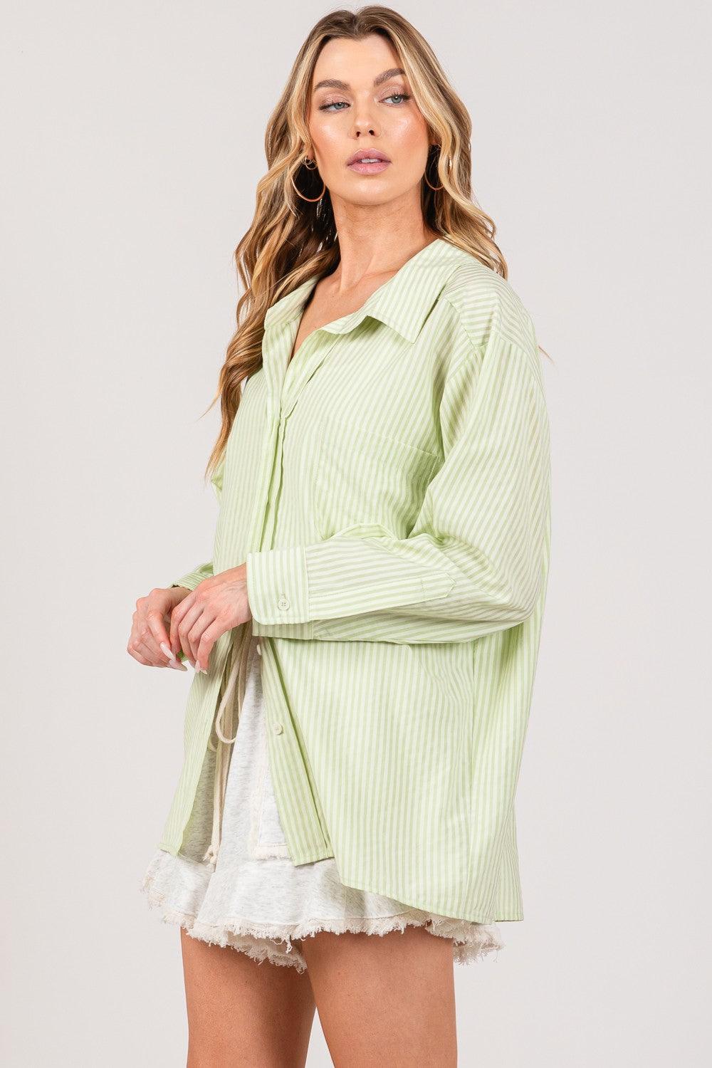 SAGE + FIG Striped Button Up Long Sleeve Shirt - Abundia House