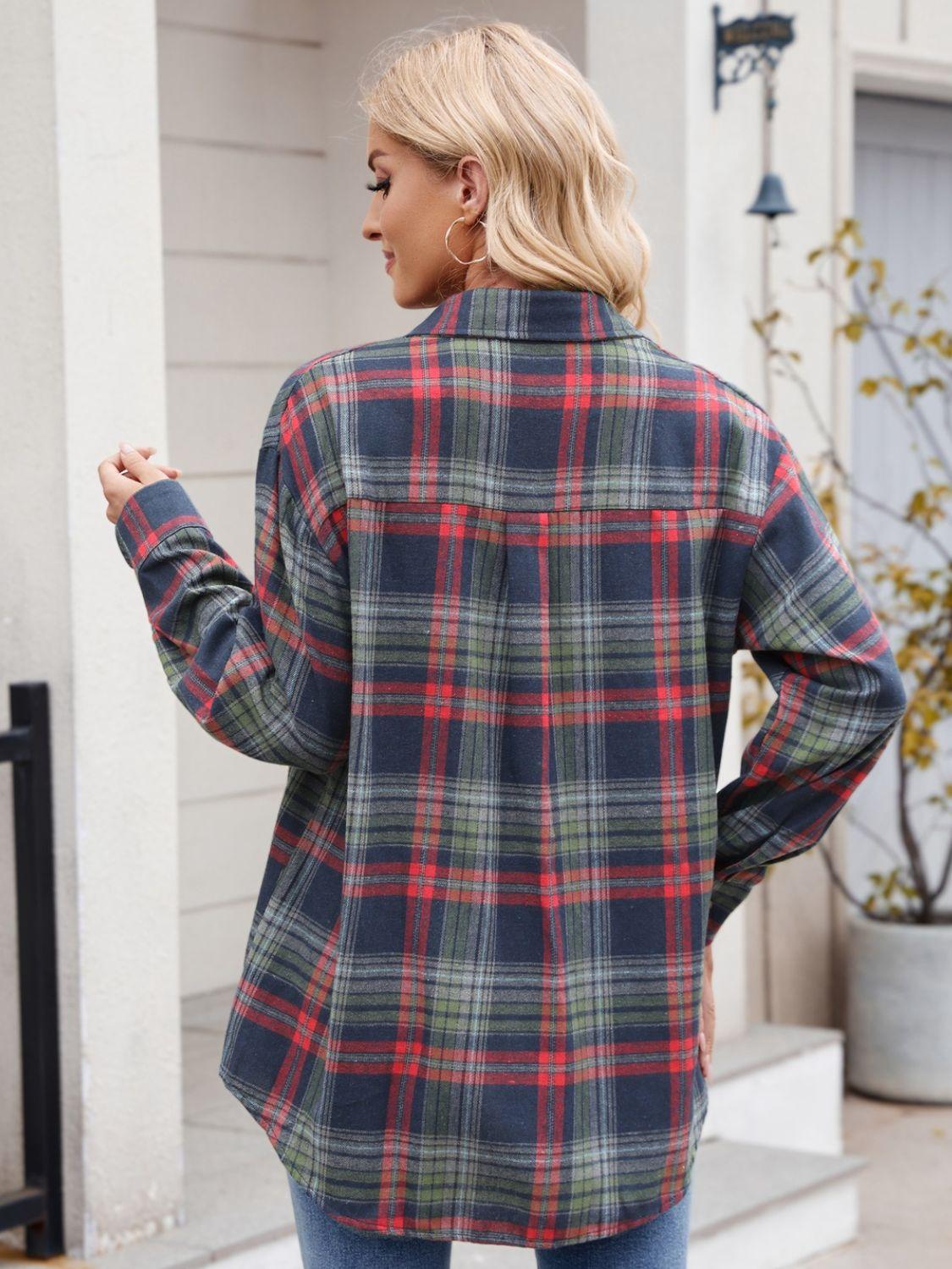 Plaid Button Up Long Sleeve Shirt - Abundia House