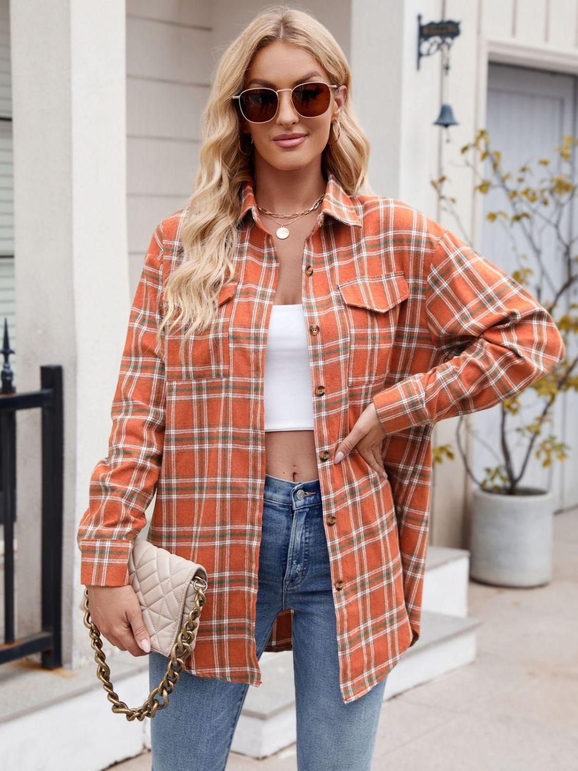 Plaid Button Up Long Sleeve Shirt - Abundia House