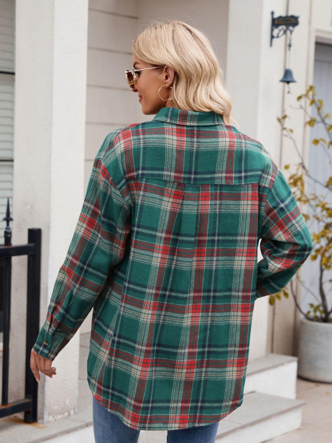 Plaid Button Up Long Sleeve Shirt - Abundia House