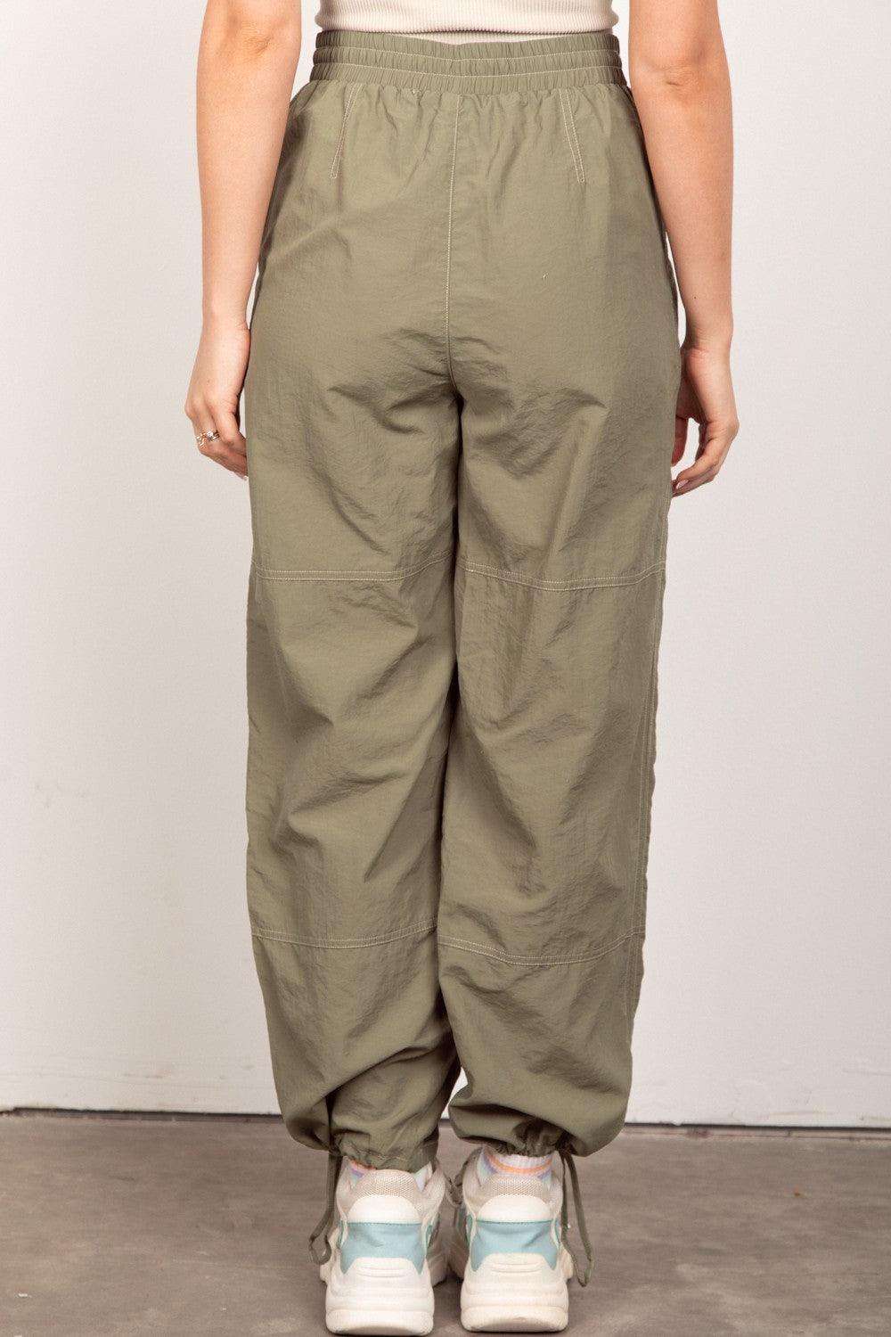 VERY J Drawstring Woven Parachute Joggers - Abundia House