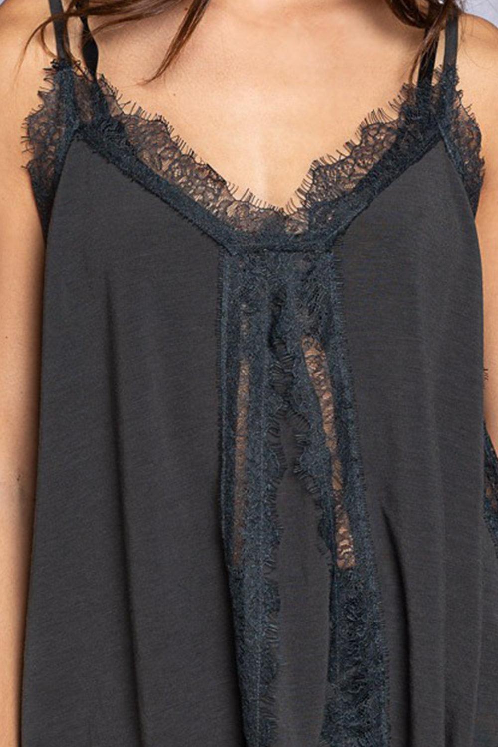 POL Lace Detail V-Neck Cami - Abundia House