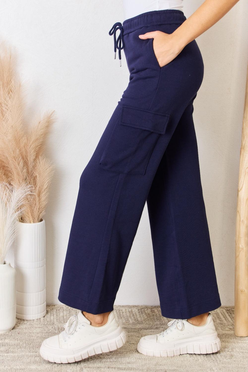 RISEN Drawstring Relaxed Cargo Wide Leg Pants - Abundia House