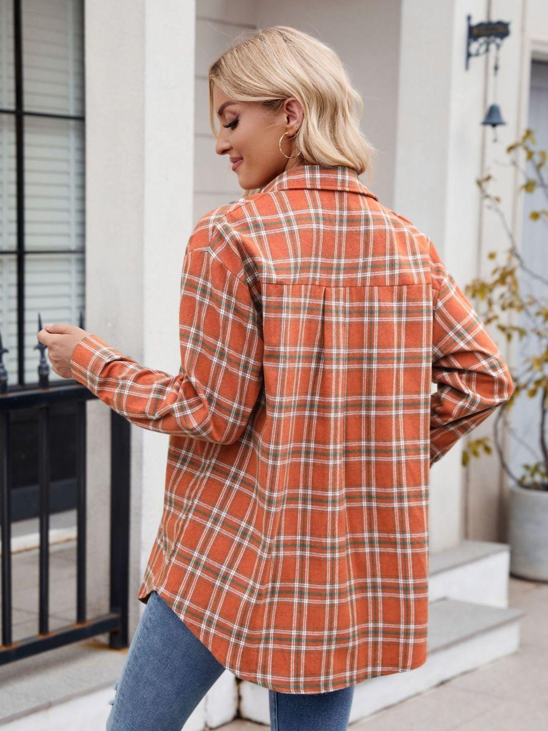 Plaid Button Up Long Sleeve Shirt - Abundia House