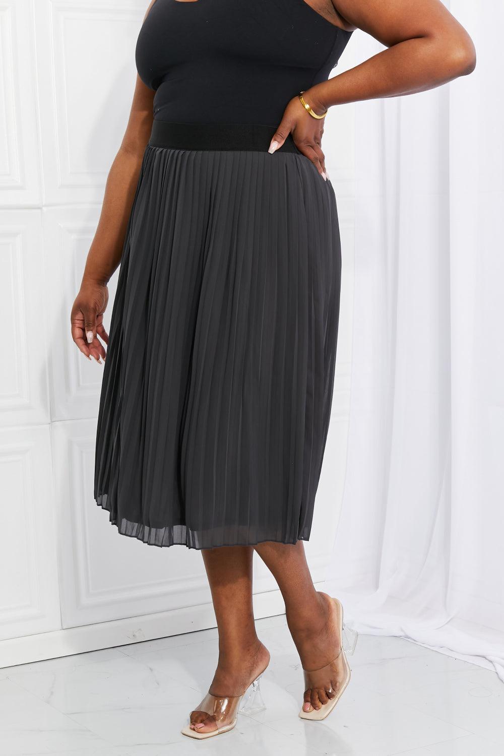 Zenana Full Size Romantic At Heart Pleated Chiffon Midi Skirt - Abundia House