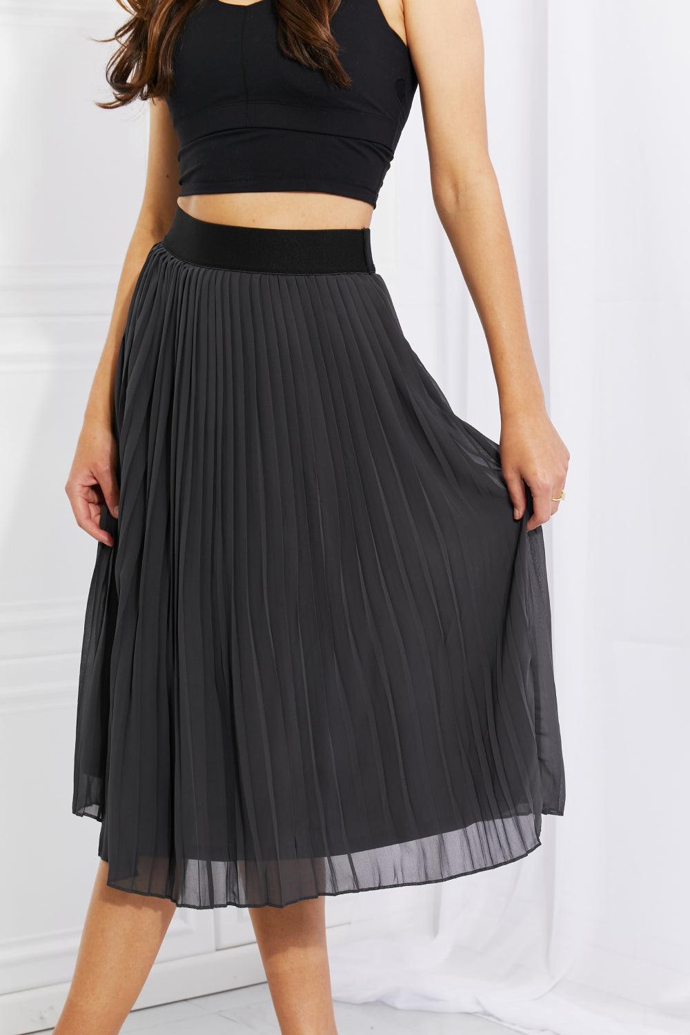 Zenana Full Size Romantic At Heart Pleated Chiffon Midi Skirt - Abundia House