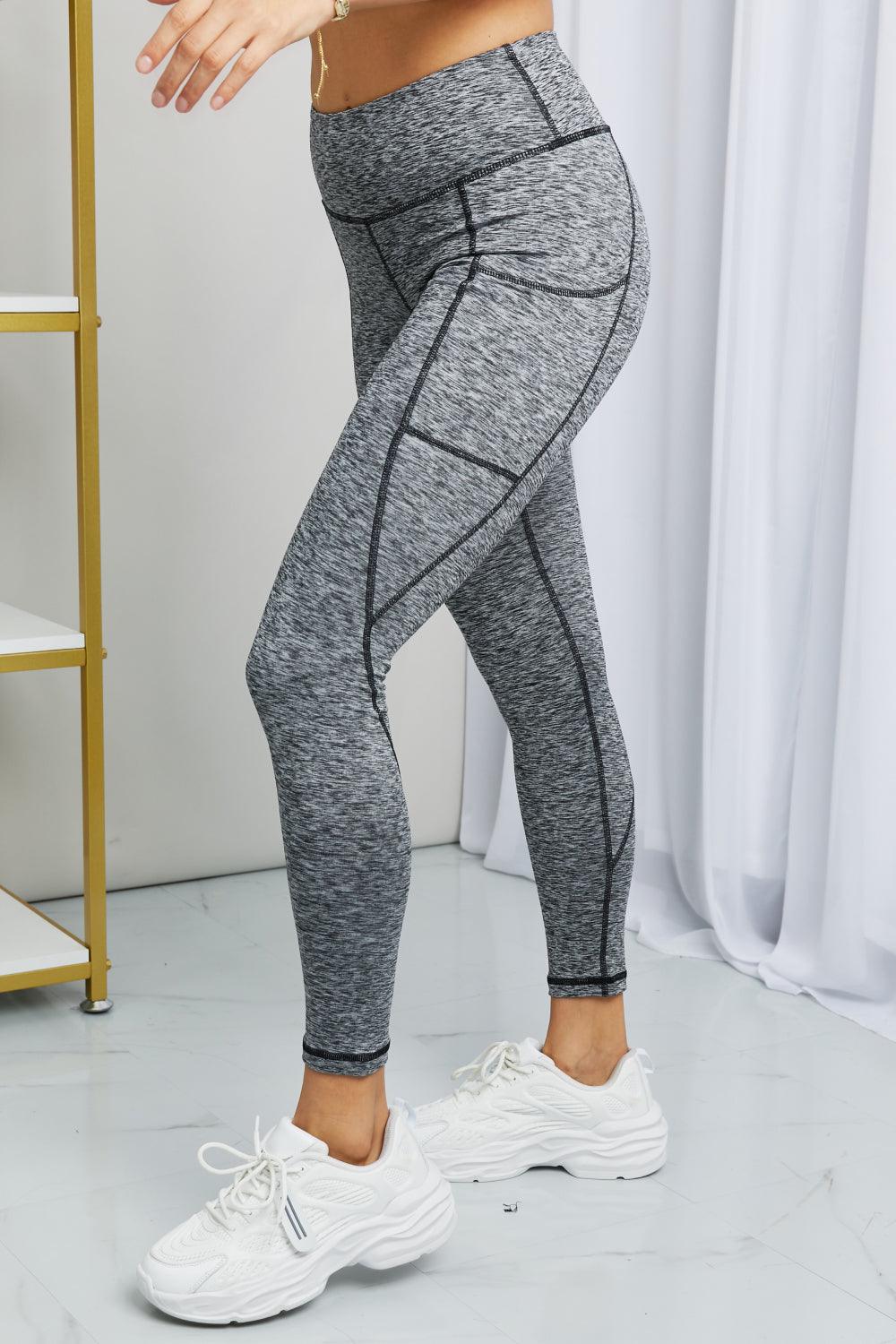 Rae Mode Full Size Heathered Wide Waistband Yoga Leggings - Abundia House