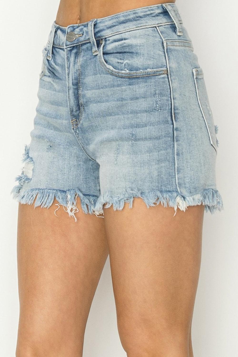 RISEN Raw Hem Denim Shorts - Abundia House