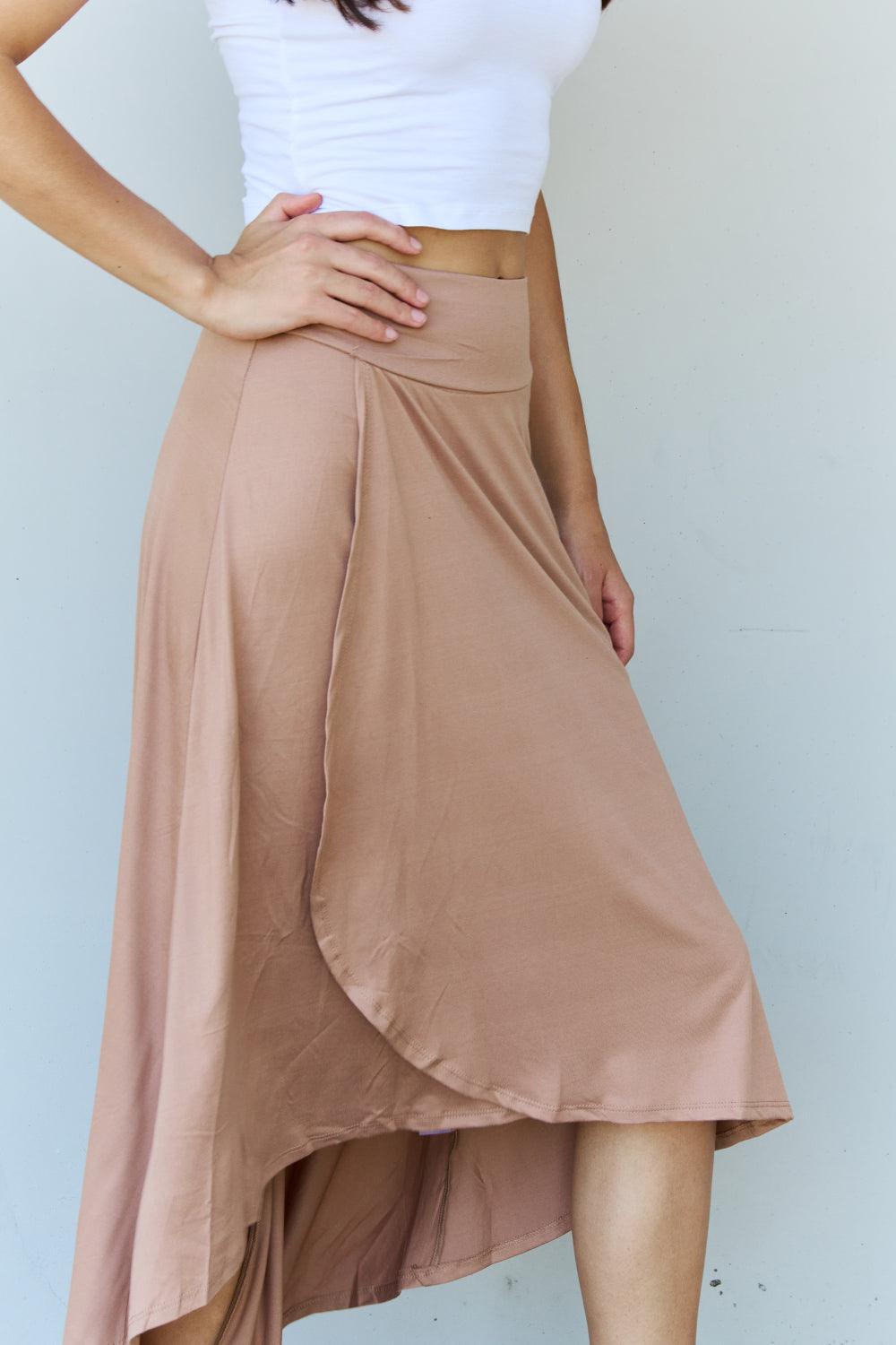 Ninexis First Choice High Waisted Flare Maxi Skirt in Camel - Abundia House