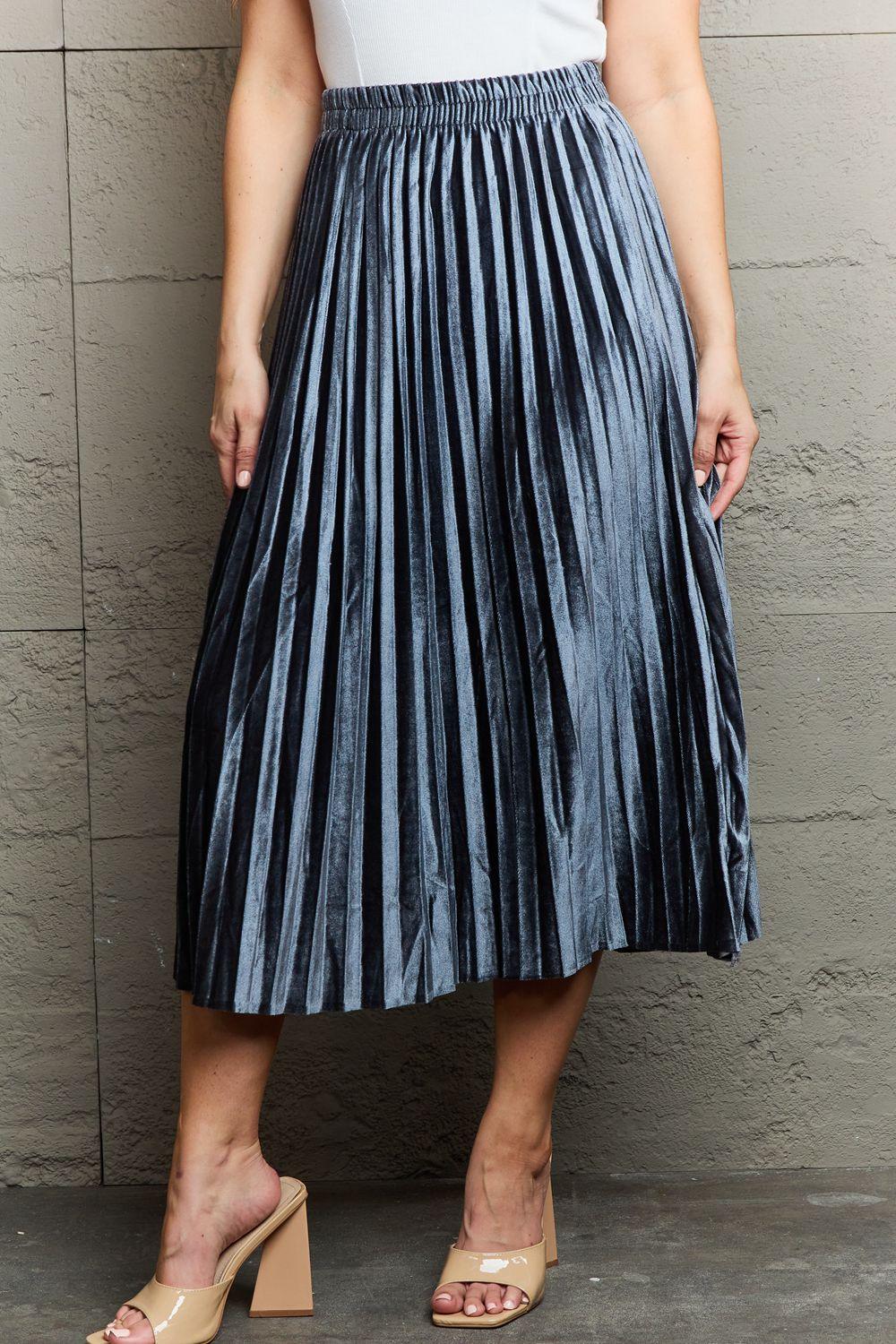 Ninexis Accordion Pleated Flowy Midi Skirt - Abundia House