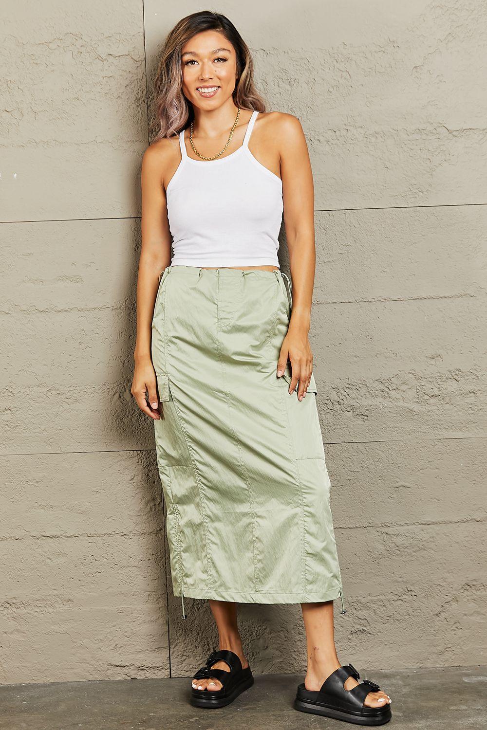 HYFVE Just In Time High Waisted Cargo Midi Skirt - Abundia House