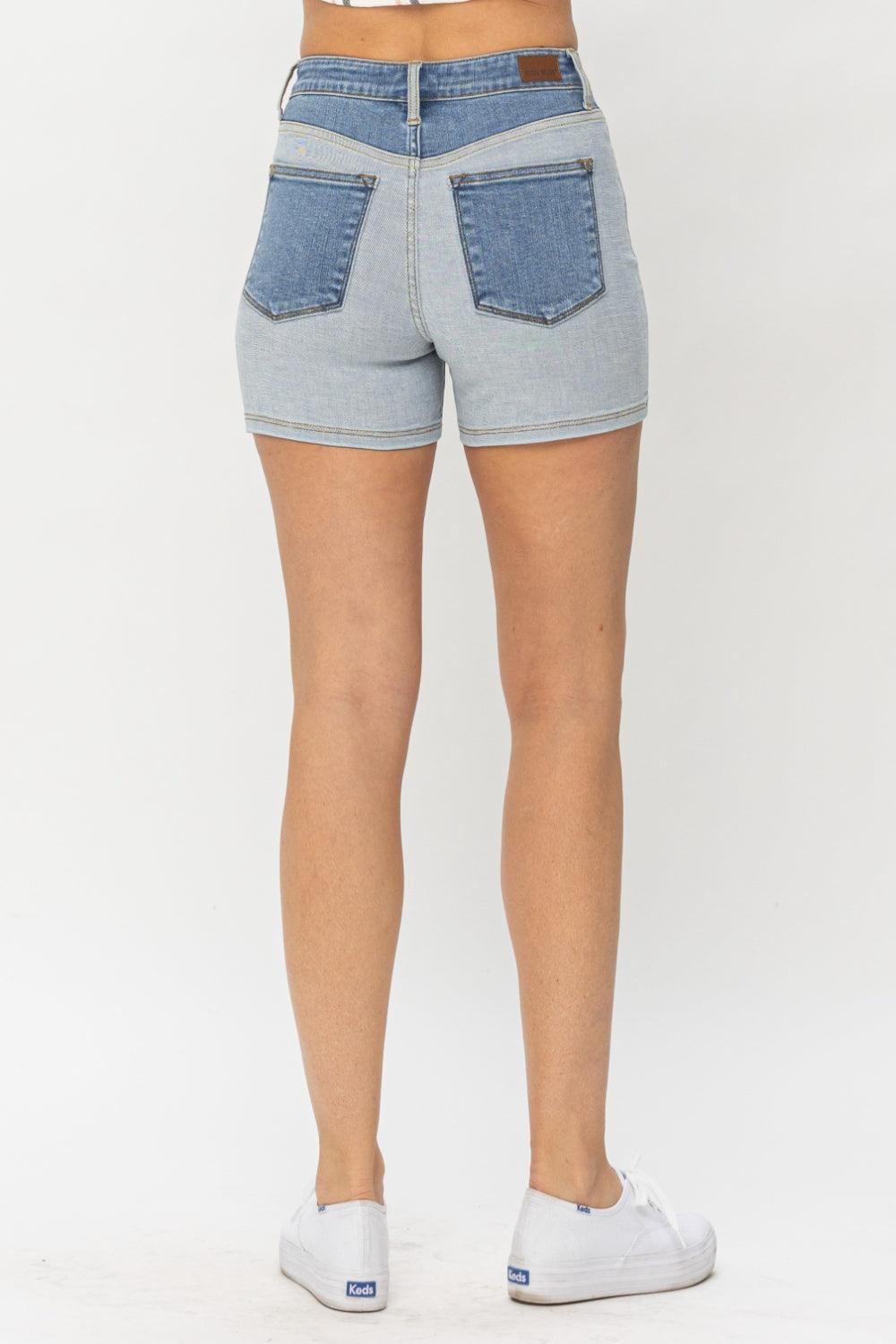 Judy Blue Full Size Color Block Denim Shorts - Abundia House