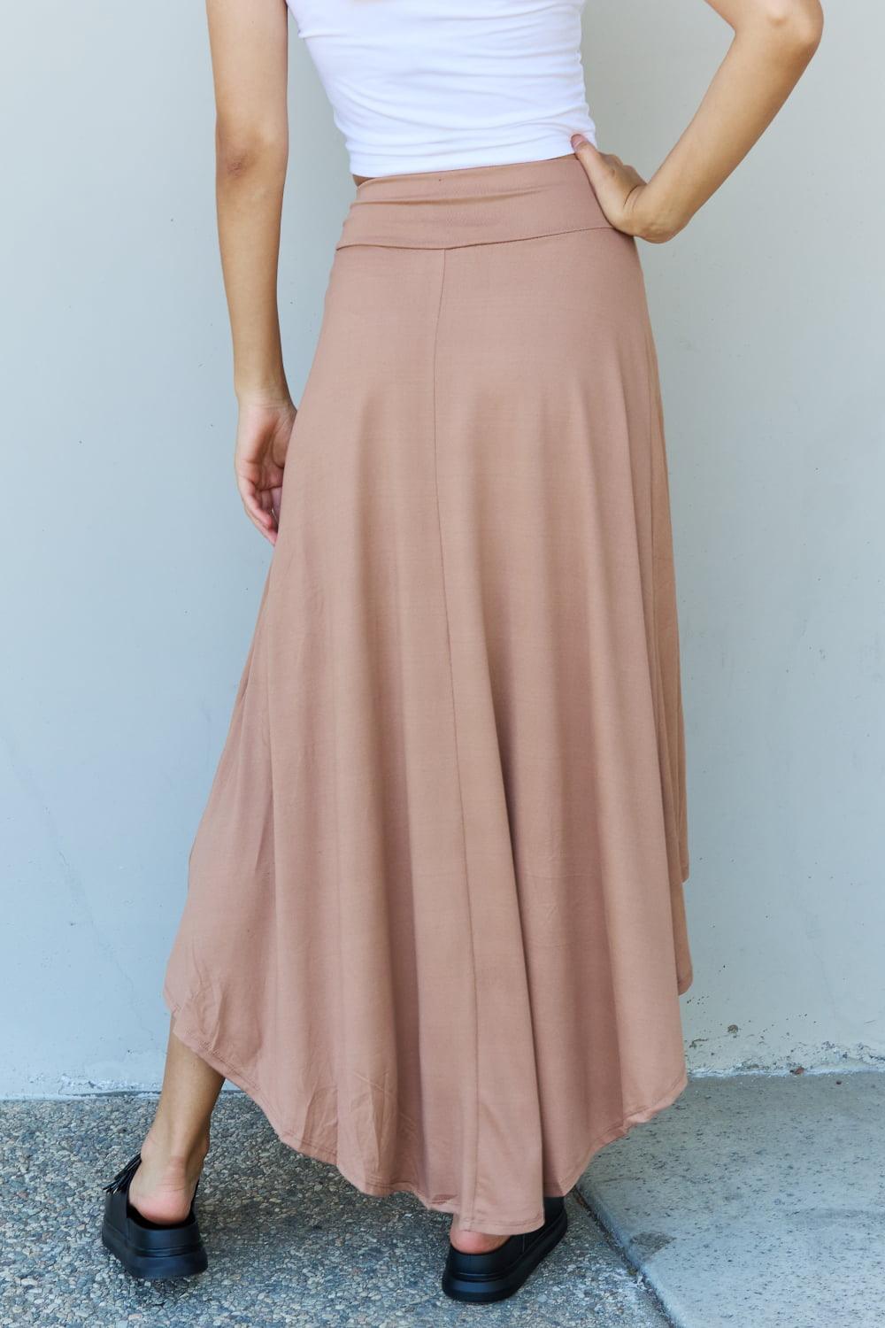 Ninexis First Choice High Waisted Flare Maxi Skirt in Camel - Abundia House