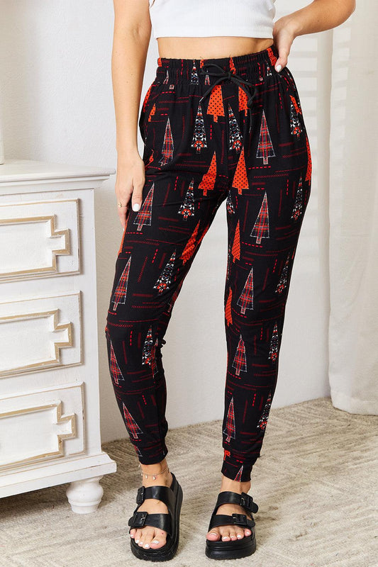 Leggings Depot Full Size Holiday Tree Print Joggers - Abundia House