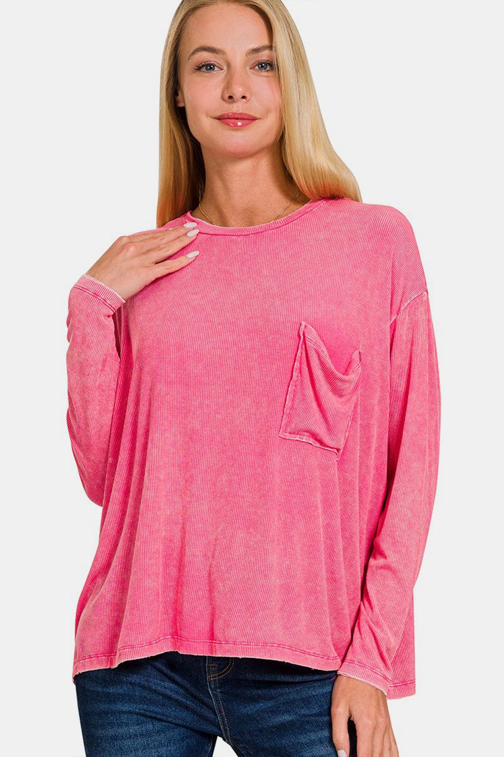 Zenana Round Neck Long Sleeve T-Shirt - Abundia House