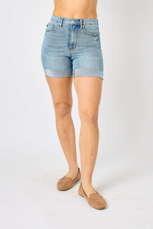 Judy Blue Full Size Tummy Control Denim Shorts - Abundia House