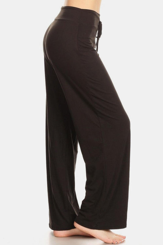 Leggings Depot High Waist Drawstring Wide Leg Pants - Abundia House