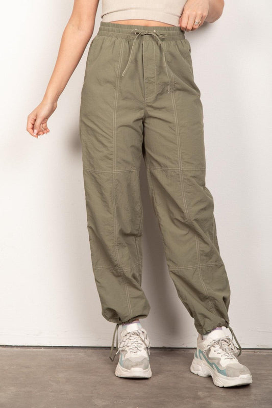 VERY J Drawstring Woven Parachute Joggers - Abundia House