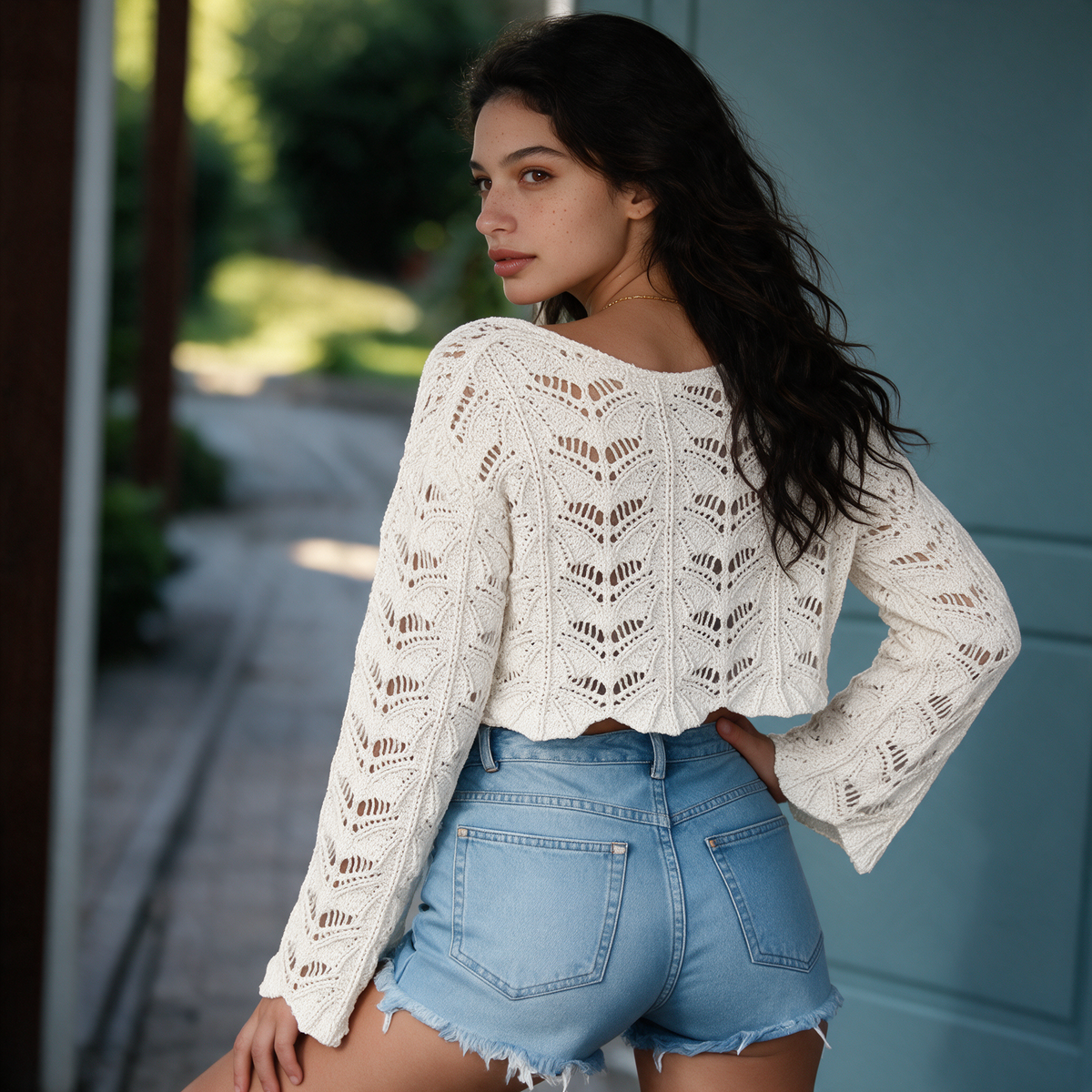 Openwork Flare Sleeve Cover-Up