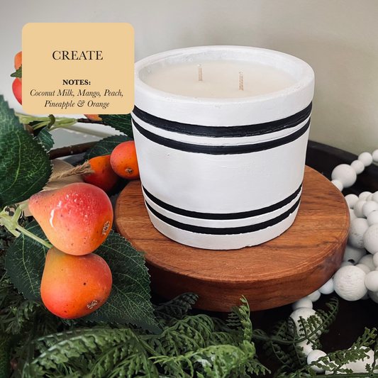 Luxury Small Striped Stone Designer Candle - Create