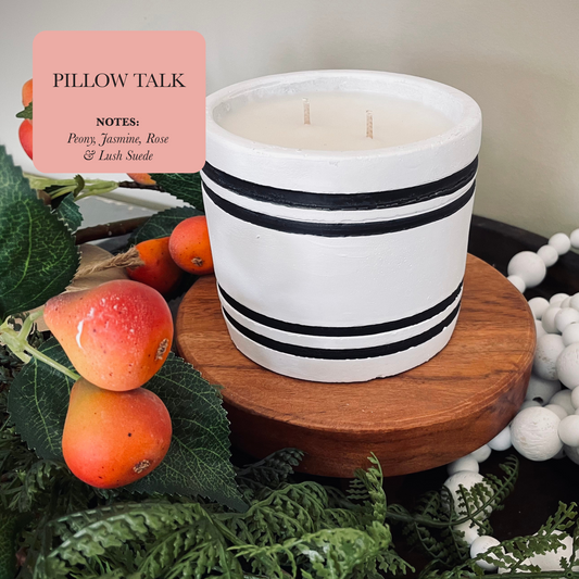 Luxury Small Striped Stone Designer Candle - Pillow Talk