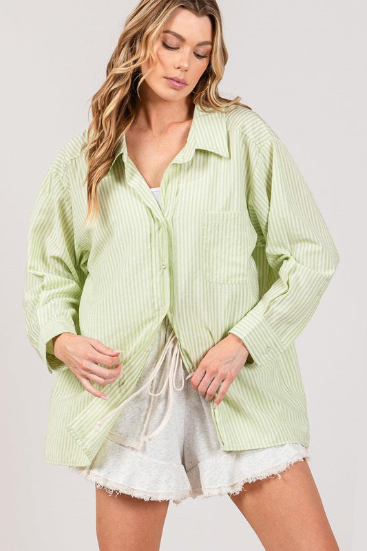 SAGE + FIG Striped Button Up Long Sleeve Shirt - Abundia House