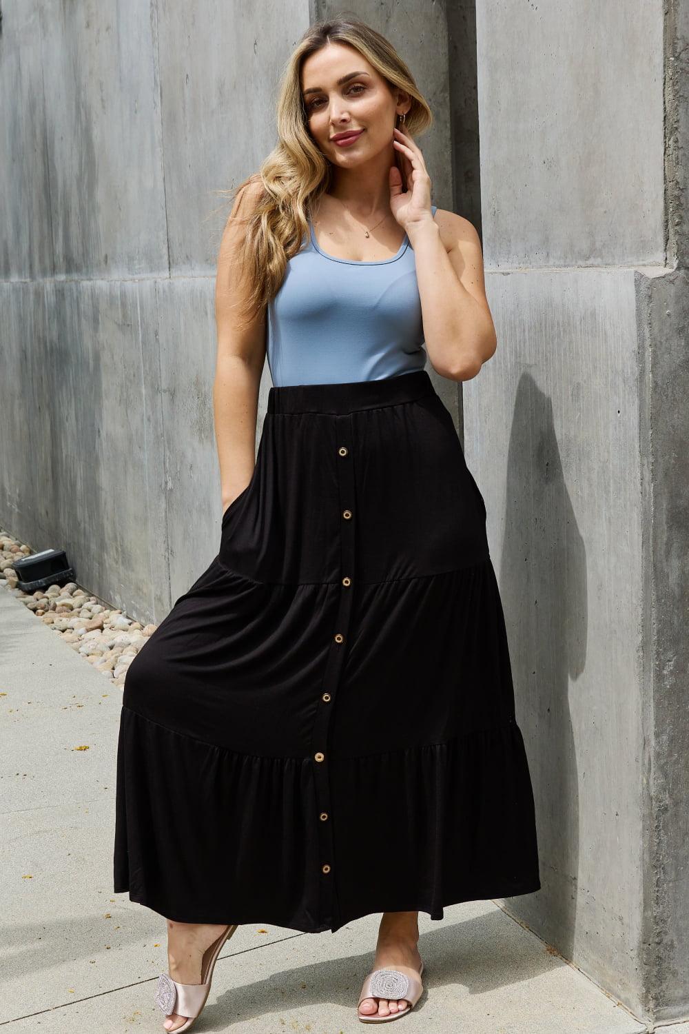 Heimish So Easy Full Size Solid Maxi Skirt - Abundia House