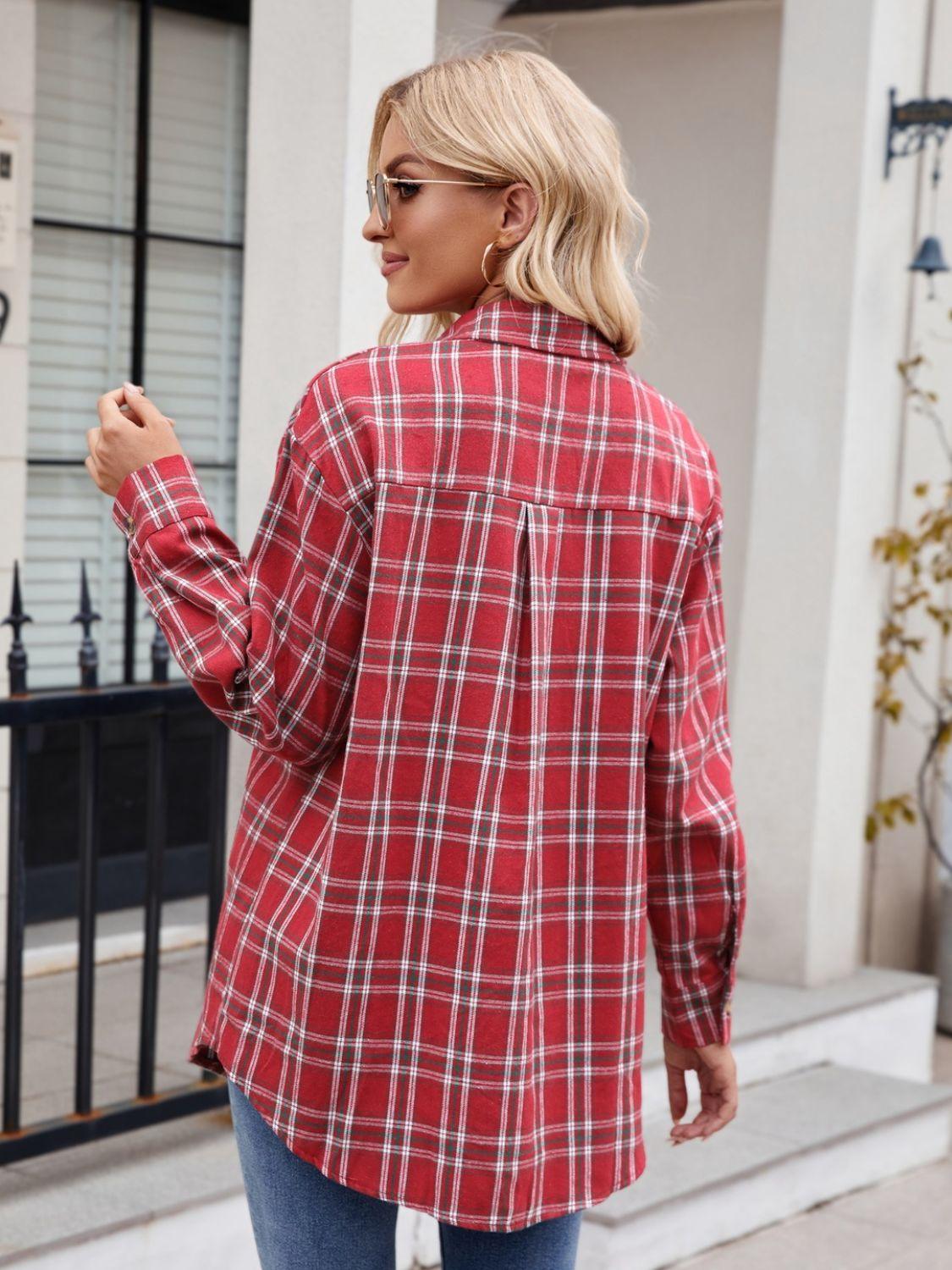 Plaid Button Up Long Sleeve Shirt - Abundia House