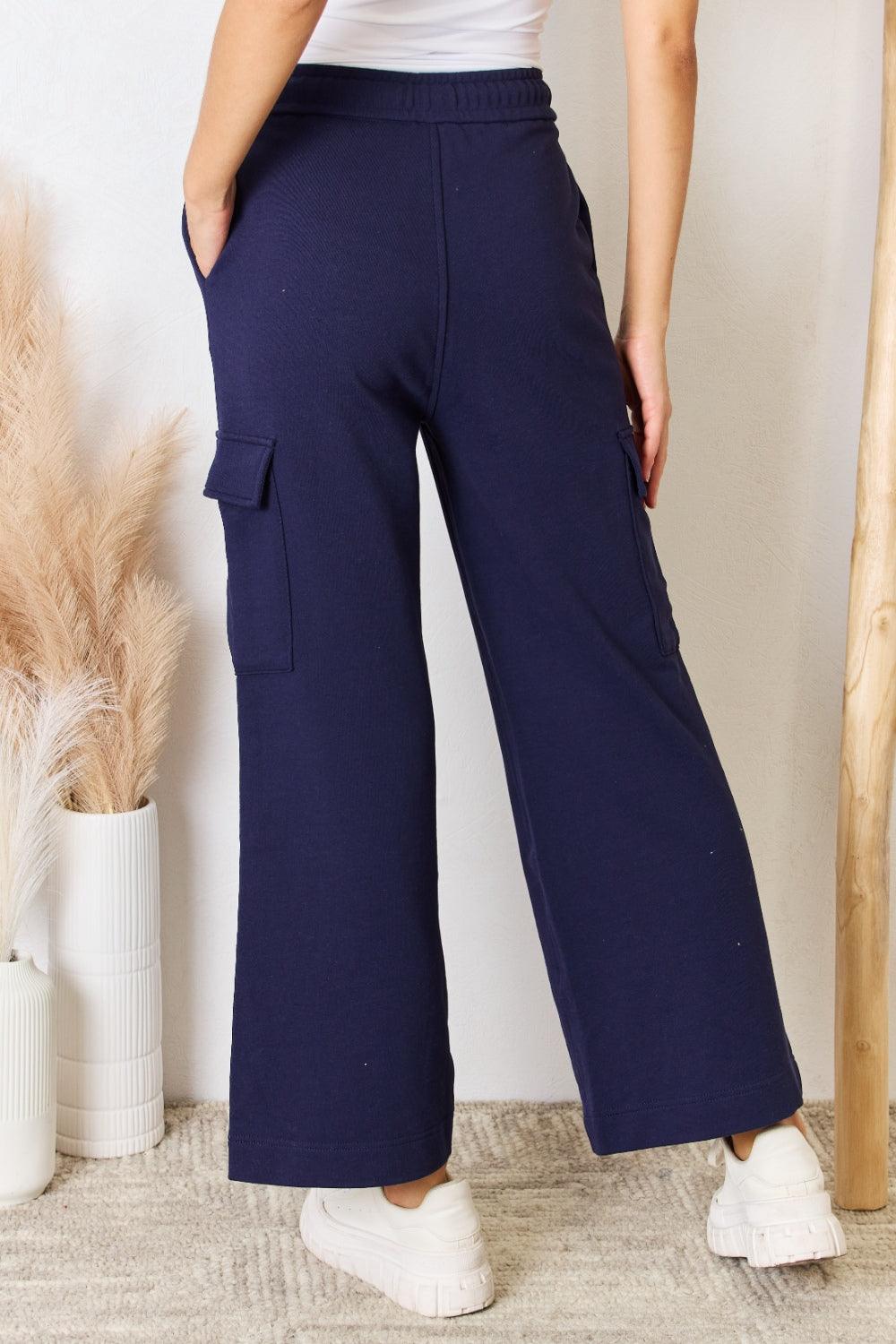 RISEN Drawstring Relaxed Cargo Wide Leg Pants - Abundia House