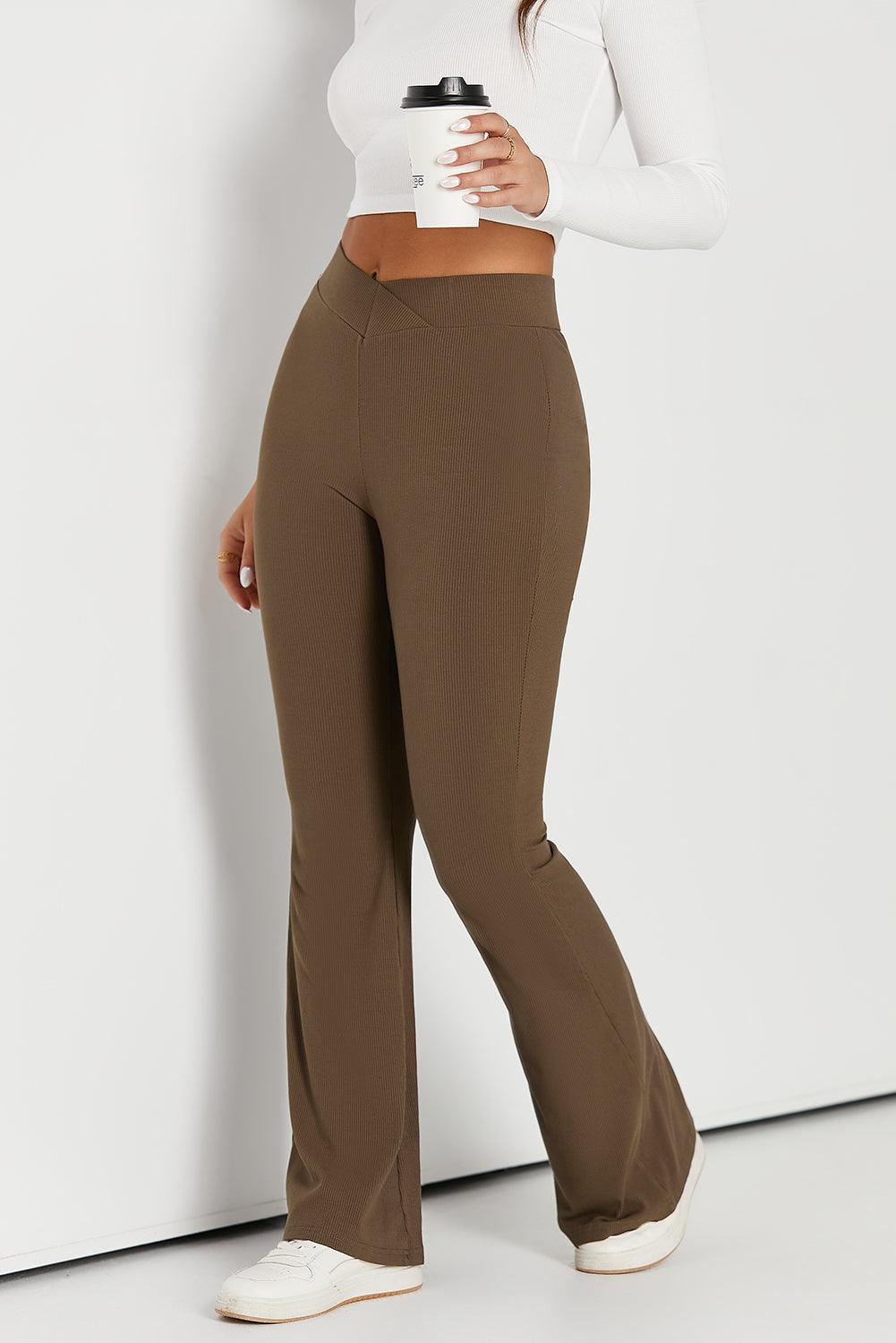 Elastic Waist Bootcut Pants - Abundia House