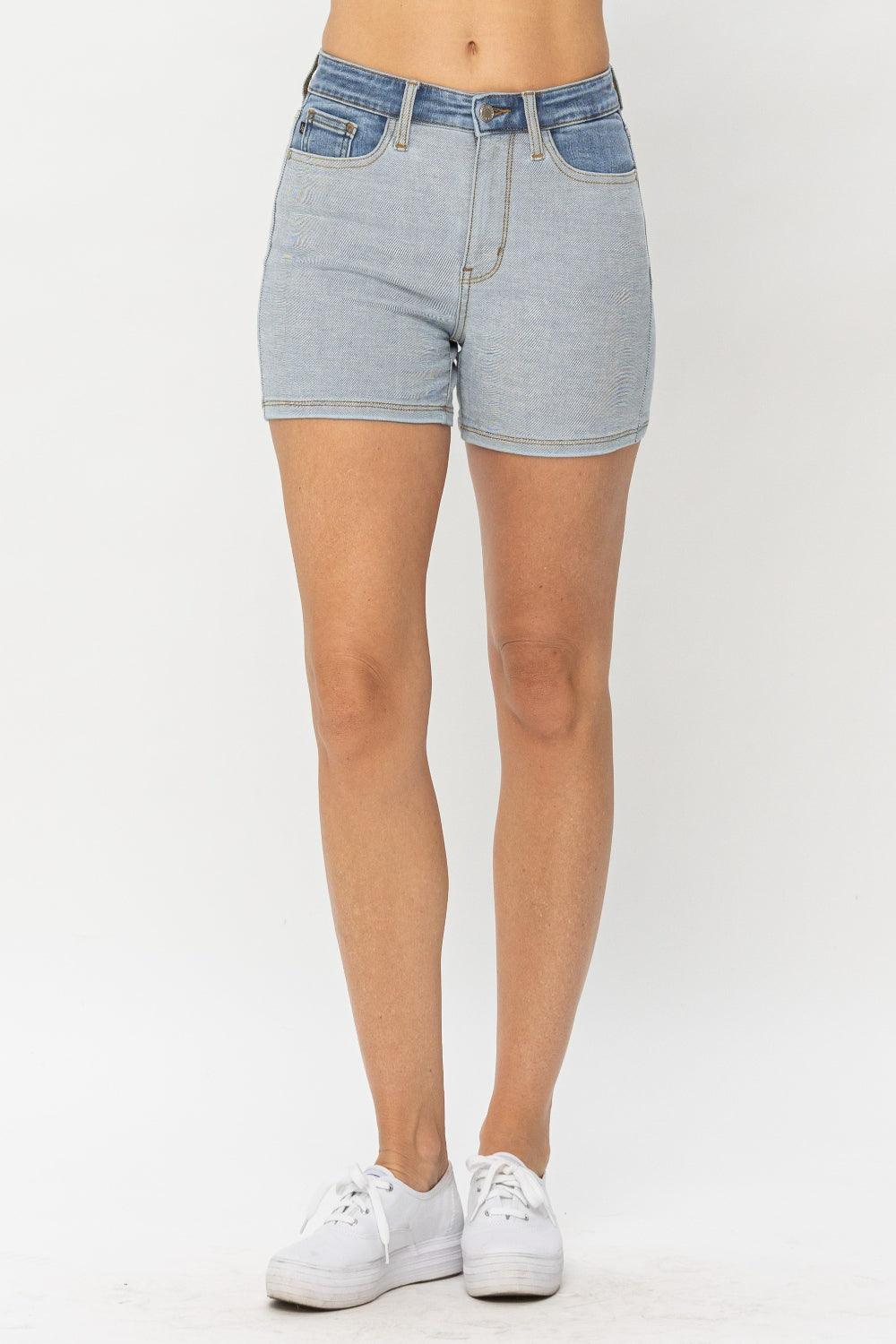 Judy Blue Full Size Color Block Denim Shorts - Abundia House