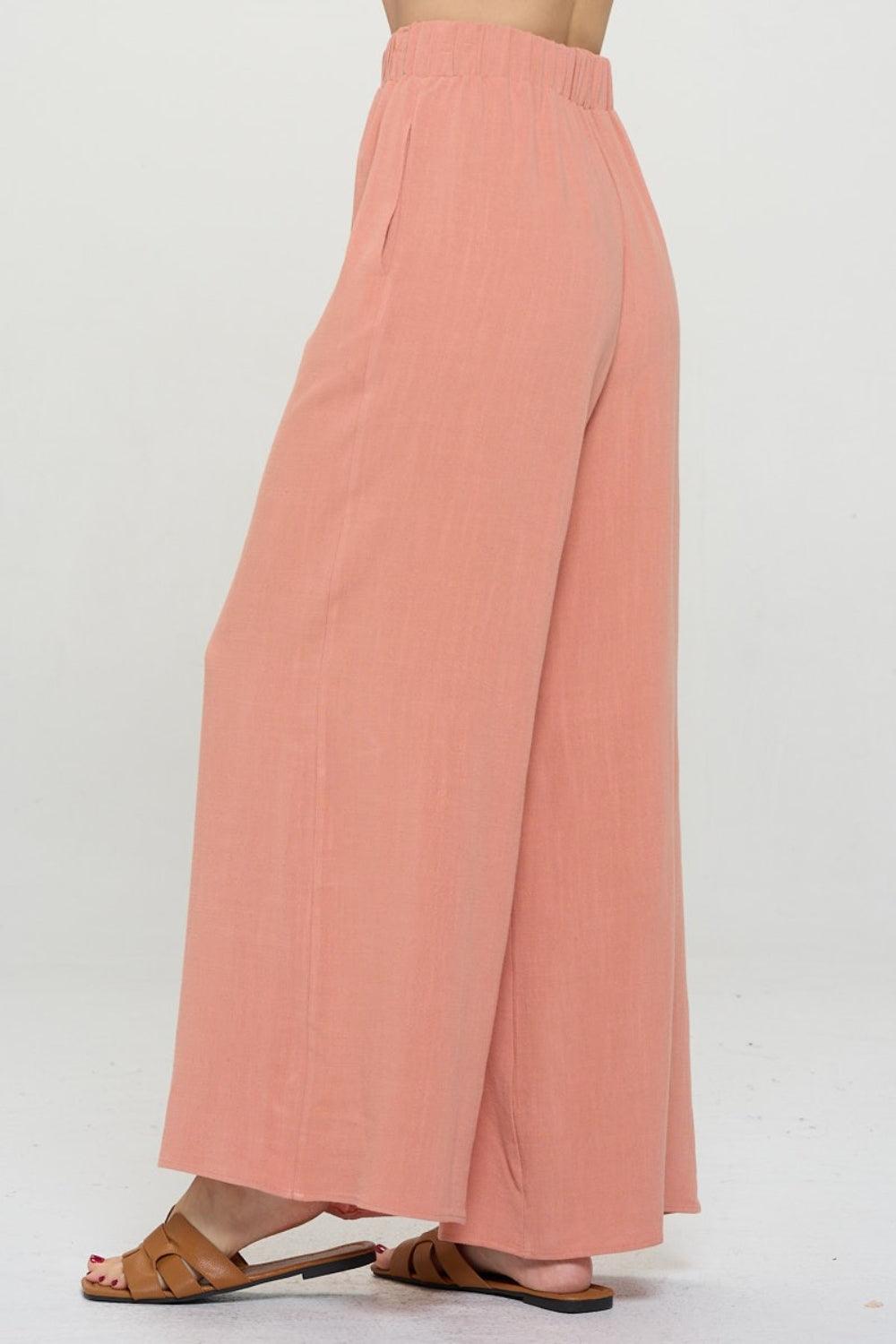 RENEE C Linen Wide Leg Pants with Pockets - Abundia House