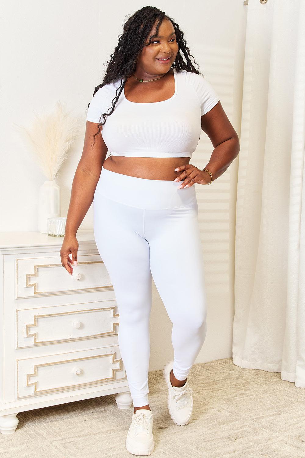 Double Take Wide Waistband Sports Leggings - Abundia House