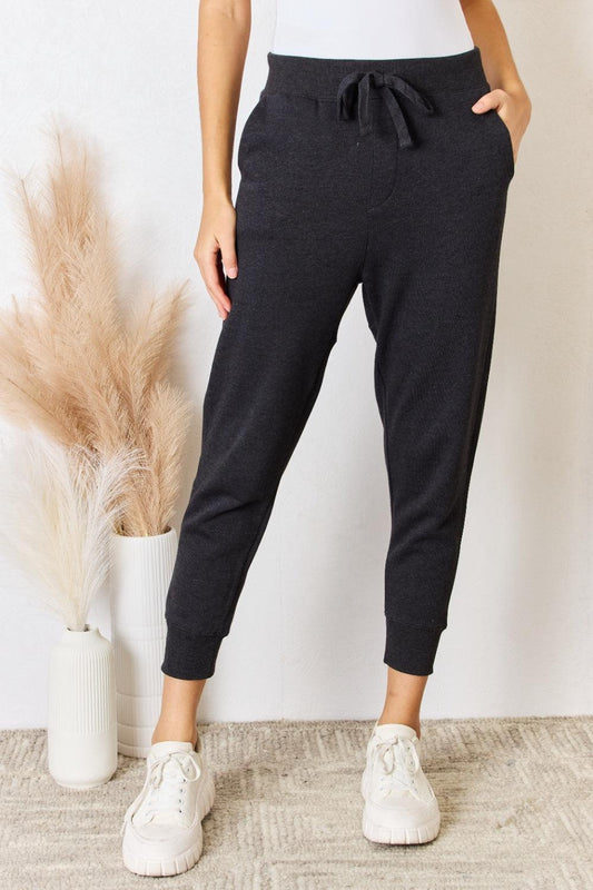 RISEN Soft Knit Drawstring Cropped Joggers - Abundia House