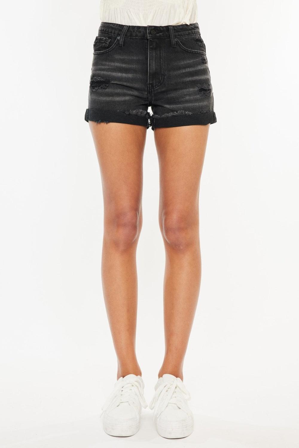 Kancan High Waist Distressed Denim Shorts - Abundia House