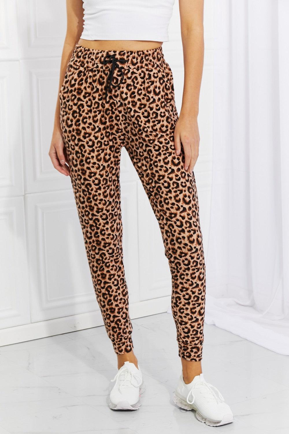 Leggings Depot Full Size Spotted Downtown Leopard Print Joggers - Abundia House