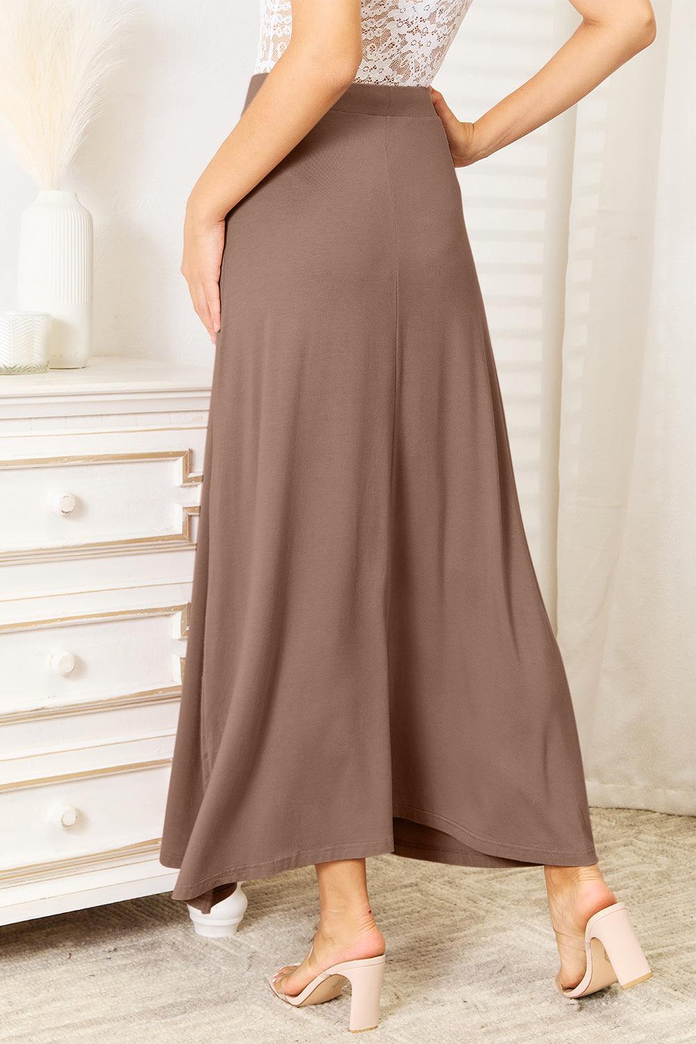 Double Take Full Size Soft Rayon Drawstring Waist Maxi Skirt Rayon - Abundia House