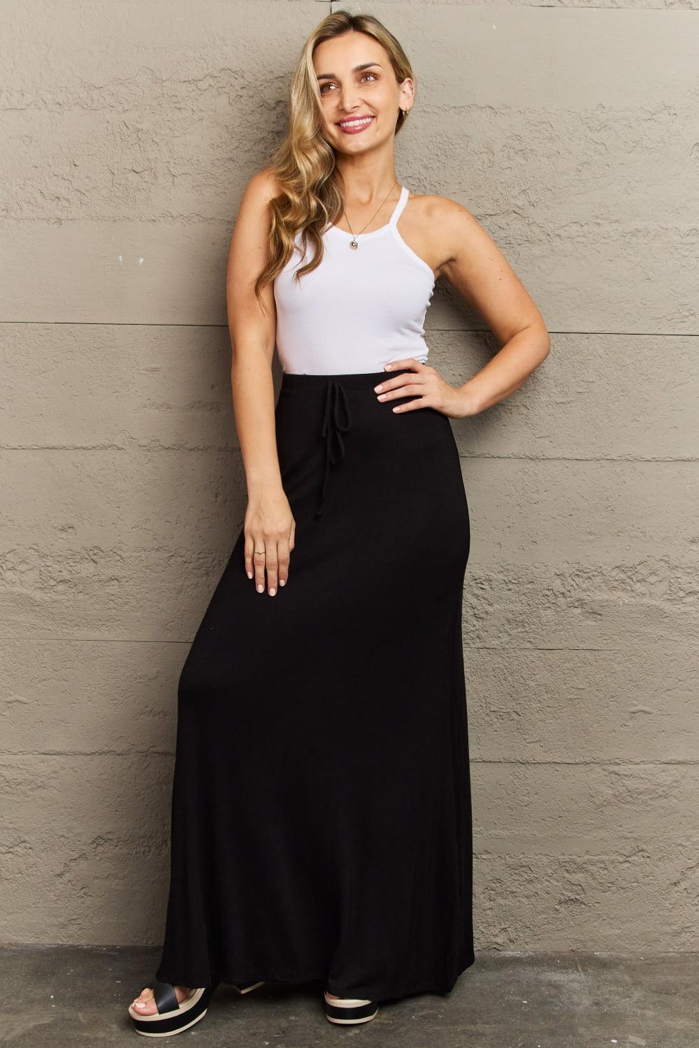 Culture Code For The Day Full Size Flare Maxi Skirt in Black - Abundia House