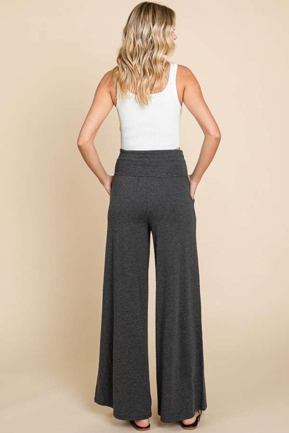 Culture Code Wide Waistband High Waist Wide Leg Pants - Abundia House